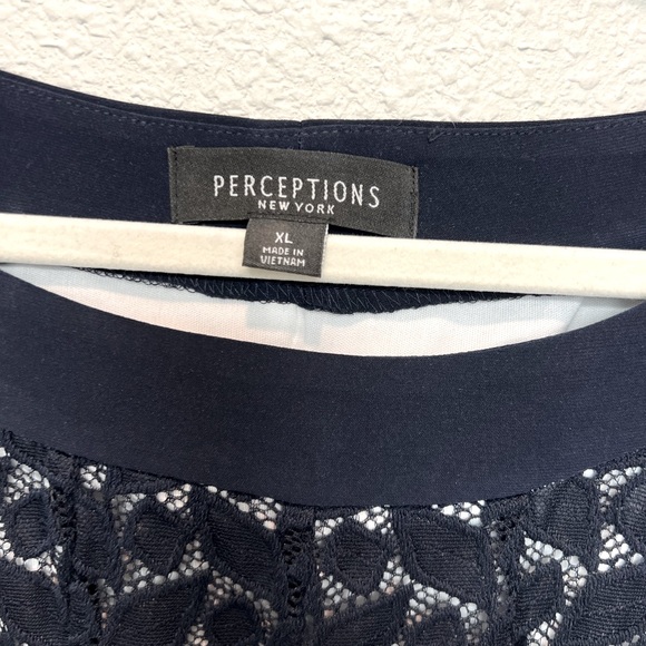 Navy dress with white lining from Perceptions. Size XL - Picture 3 of 7